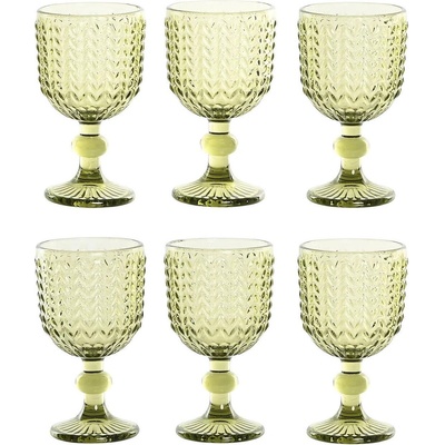 Item international Комплект стъклени чаши за вино 260мл, 6 броя, зелени (1967)