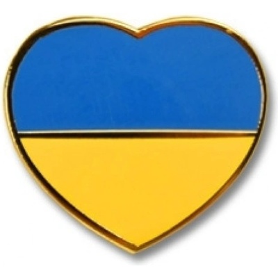 Odznak (pins) 20mm vlajka Ukrajina Srdce - farebný