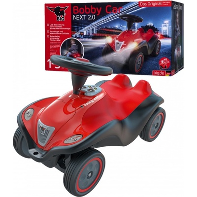 BIG auto Next 2.0 Bobby Car Red červeno-černé se zvukem světlem a speciálním nárazníkem od 12 měsíců