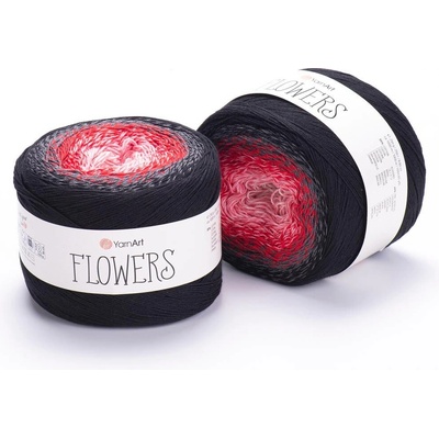 Yarn Art příze Flowers 282 růžová, červená, šedá, černá