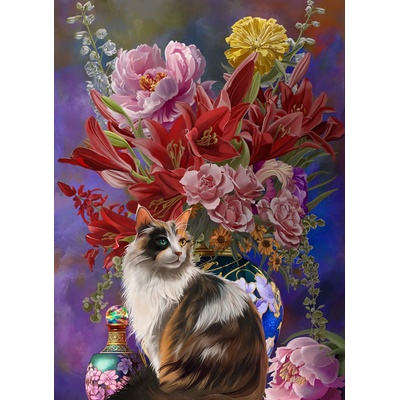 SunsOut - Puzzle Nene Thomas: Cats and Flowers four Chinoiserie - 500 piese