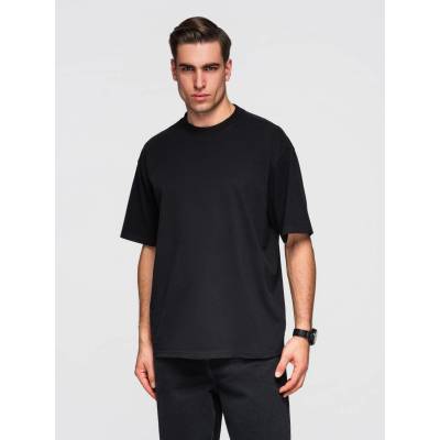 Ombre Clothing Мъжка памучна тениска LOOSE FIT с кръгло деколте - черна V1 OM-TSBC-0267 Ombre Clothing Ombre Clothing | Cheren | МЪЖЕ | S