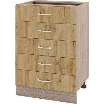 ИРИМ Долен шкаф с пет чекмеджета Сити МДД-29 мока / дъб дакота 60 см