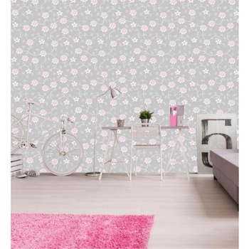 DIMEX ART s. r. o Луксозна флизелинова тапета сиво-розов флорален мотив