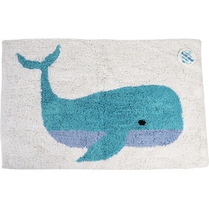 Rex London Бяло-синя постелка за баня 83x52, 5 cm Whale - Rex London (29985)