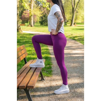 Jsem máma Bavlněné dámské legíny s vysokým pasem do 170 cm švestkové