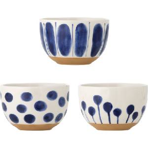 Bloomingville Купички Linora 580 мл бяло-сини 3 бр (82061846)