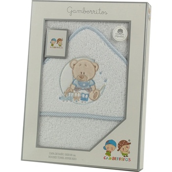 Gamberritos Бебешка хавлия Gamberritos - Мече, 100 х 100 сm, Син кант (109681)