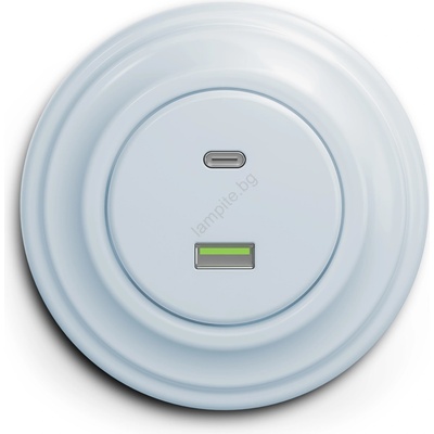 Kliklap - Ретро USB розетка A+C с рамка в синьо (KA0025K)