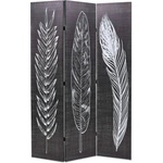 vidaXL Сгъваем параван за стая, 120x170 см, пера, черно и бяло (245889)