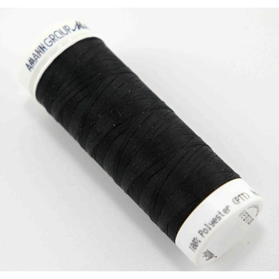Extra elastická polyesterová niť - čierna - návin 130 m