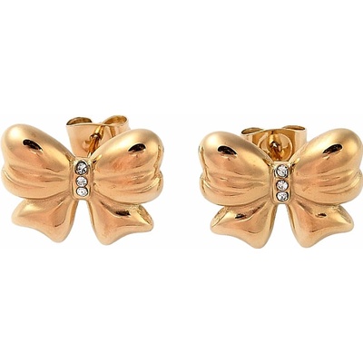 Nefertitis Náušnice z nerezové oceli Mašle Gold 1,2 cm NF62638 cca 1,5 x 1,2 cm