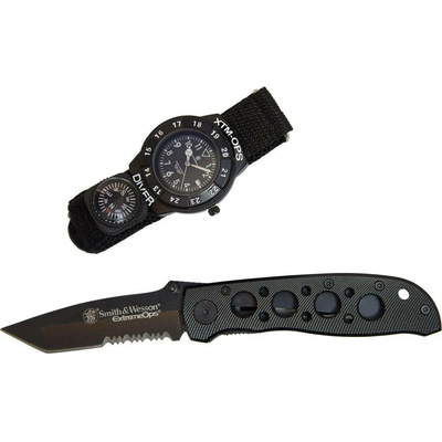 Smith & Wesson Dárkový Set EXTREME OPS COMBO zavírací + hodinky