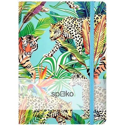 Spoko Тетрадка с линийка spoko a/5 96 страници гумена твърда корица гепард s081510903 (s081510903)