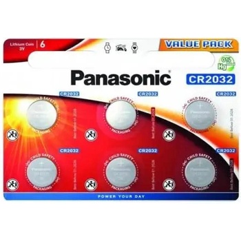 Panasonic Бутонна батерия литиева panasonic cr2032, 3v, 6 бр. в блистер /цена за 6 бр. / (5410853043836)