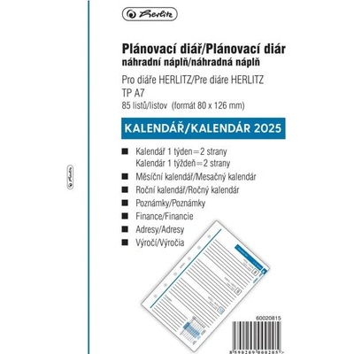 Herlitz Náhradná náplň do diára TP A7 týždenná 2025