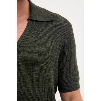 Frescobol Carioca Тениска с яка с лен Frescobol Carioca в зелено с изчистен дизайн 2420.842 (2420.842)