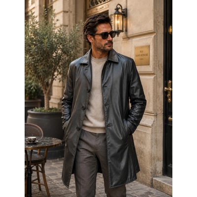 Max Original Leather Pánsky kožený kabát BAGLE MEN black