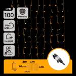 Aigostar - LED външна коледна гирлянда 100xLED/8 функции 4x1m IP44 топло бяло (AI1438)