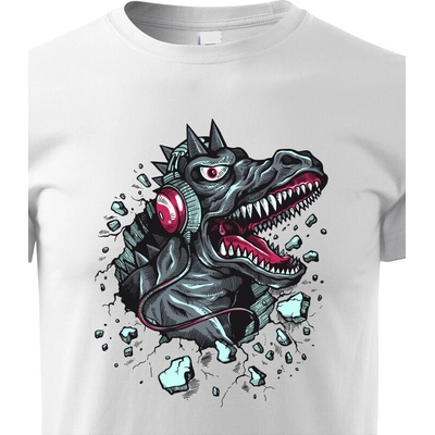dětské tričko Dino sluchátka bílá