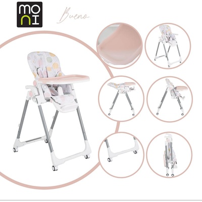 Moni Детски стол за хранене Bueno розов (109978)