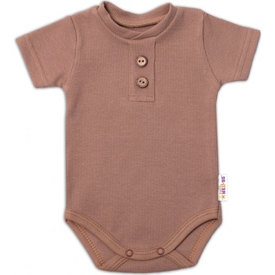 Baby Nellys Dojčenské rebrované body s gombíkmi kr. rukáv Boy hnedé