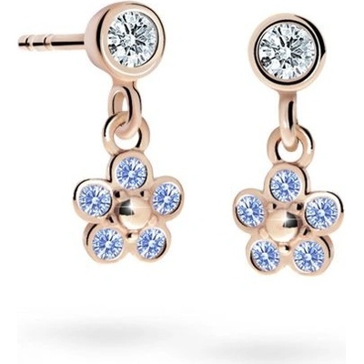 Danfil dievčenské náušnice kvetiny C2744 zo ružového zlata arctic blue balónik