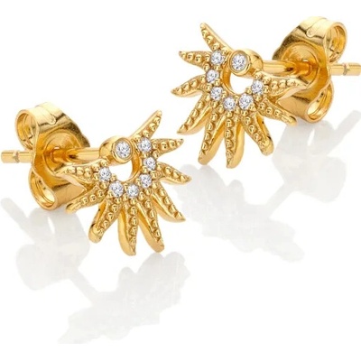 Pozlacené stříbrné náušnice Hot Diamonds X Golden Edit SOL DE897