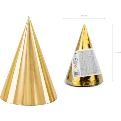 PartyDeco čiapočky zlaté 10cm 6ks