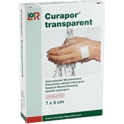 Curapor krytie na rany transparent sterilné vodeodolné 7 x 5 cm