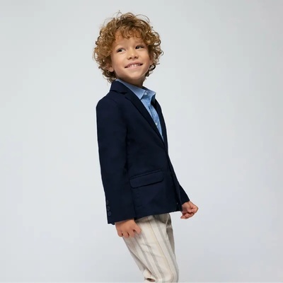 Mayoral Елегантно сако лен suiting в тъмно синьо за мини момче Mayoral