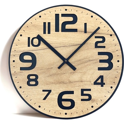 Karls Design Drevené nástenné hodiny Number H 40 cm čierna