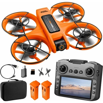 EcuFly S156 Dron s dálkovým ovladačem s obrazovkou, s kamerou, jednoduché ovládání, oranžový (8595736001252)