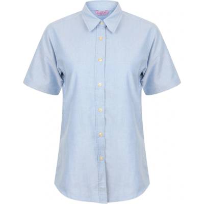 Henbury Dámska košeľa s krátkym rukávom H516 Blue Oxford