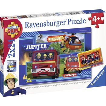 Ravensburger Детски пъзел Ravensburger от 2 x 24 части - Пожарникарят Сам (7826)