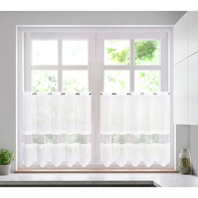 Záclona batist, Decentný ornament a tyl metráž, biela 60 cm