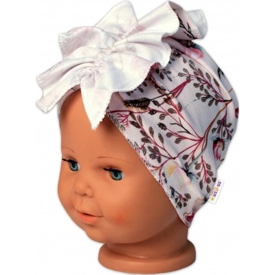 BABY NELLYS Detská čelenka Turban Motýliky ružová