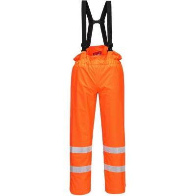 PortWest kalhoty Bizflame Rain Hi-Vis Antistatic FR S781 s laclem zateplené reflexní oranžová