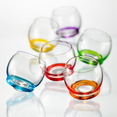 Crystalex Barevné tančící skleničky CRAZY 6 ks 390 ml