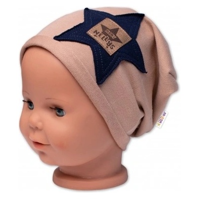 Baby Nellys Dětská čepice bavlna Baby Star cappuccino