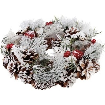 MagicHome Veniec so zasneženou čečinou adventný 31 x 8,5 cm