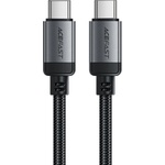 ACEFAST - Кабел за данни (C20-03) - USB-C към Type-C, 60W, 3A, Бързо зареждане, Устойчив на огъване, Найлонова оплетка, 1.2 м - Черен
