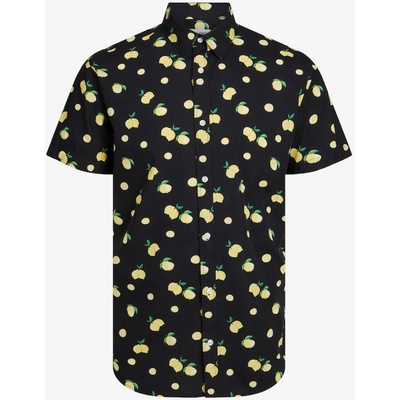 JACK & JONES Черна мъжка риза с къс ръкав с шарки Jack & Jones Sunshade Jack & Jones | Cheren | МЪЖЕ | L