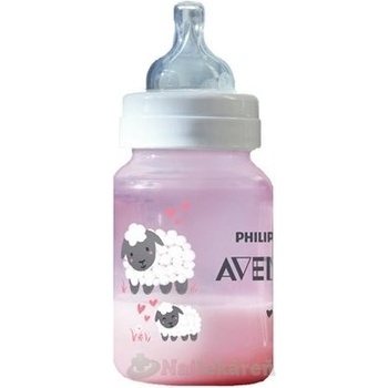 Philips Avent fľaša PP Antikolik ružová ovečka antikolikový mäkký cumlík pomalý prietok 2 otvory 1x1 ks 260ml