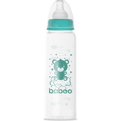 Baboo Anti colic Glass Feeding Bottle Narrow Neck skleněná kojenecká láhev 240 ml
