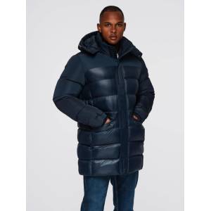 Ombre Clothing Мъжко прошивано яке от комбиниран материал с качулка - тъмно синьо V3 OM-JALJ-0266 Ombre Clothing Ombre Clothing | Sin | МЪЖЕ | S