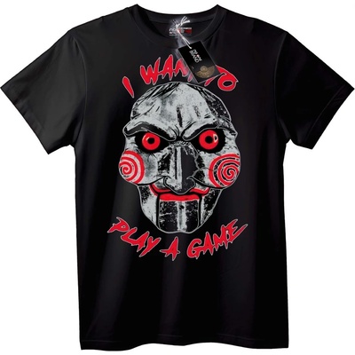 NOONEBRAND Тениска Saw 'Искам да играя игра' - XS, Black