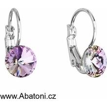 Swarovski Elements Rivoli vlepený krystal Dětské Ocelové náušnice visací fialové kulaté 51002.5 Vitrail Light růžová fialová tyrkysová duhová