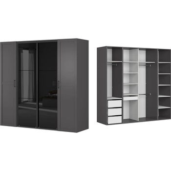 BRW Гардероб flex графит/черен лакобел 220 (f57-szafa_zestaw_138-gf/gf/cap)