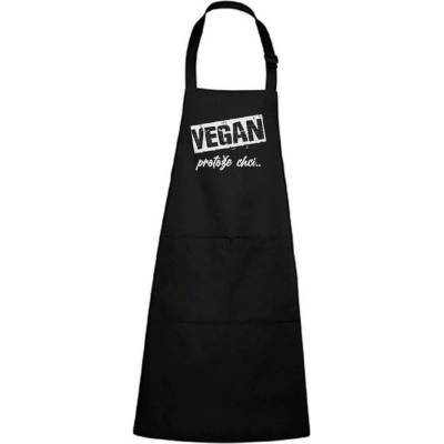 Dobrý Triko Zástěra s potiskem Vegan protože chci Černá